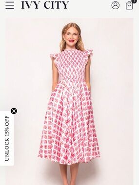 Ivy City Pink & White Kylie Dress in Rogue Lattice NWT Small